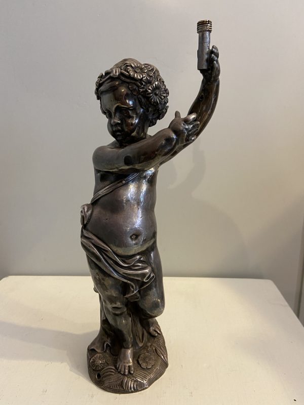 Verzilverd bronzen putto