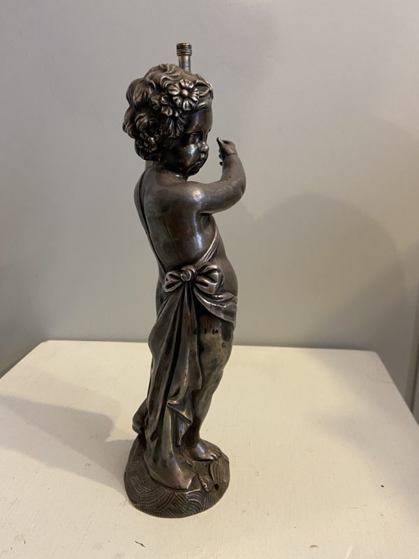 Verzilverd bronzen putto